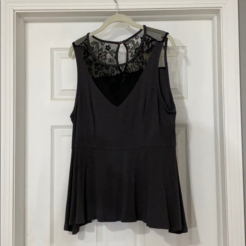 Torrid peplum grey shirt with lace